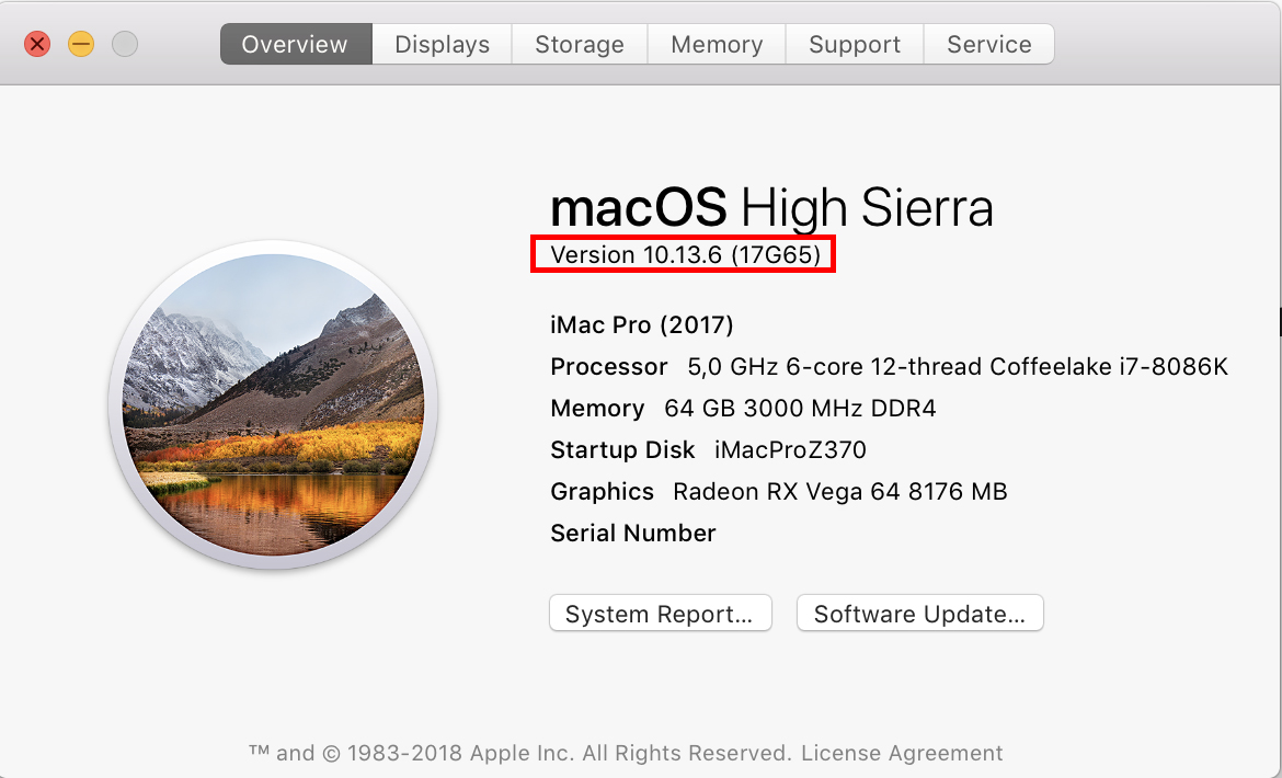 Software-related Mac 10.13.6