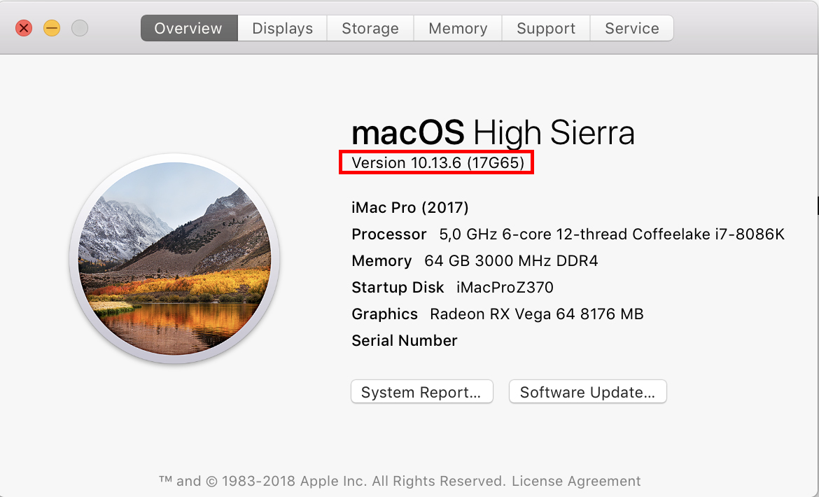 what version is mac os high sierra